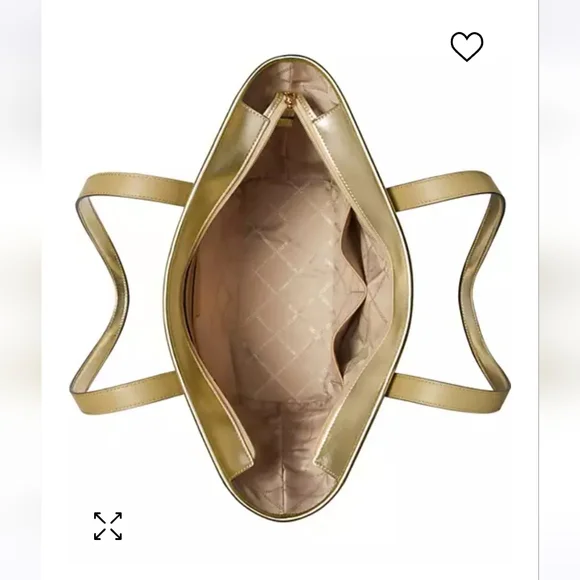 🔥SALE Michael Kors Jet Set Travel Large Top Zip Tote Color Natural/Pale Gold - Picture 2 of 4